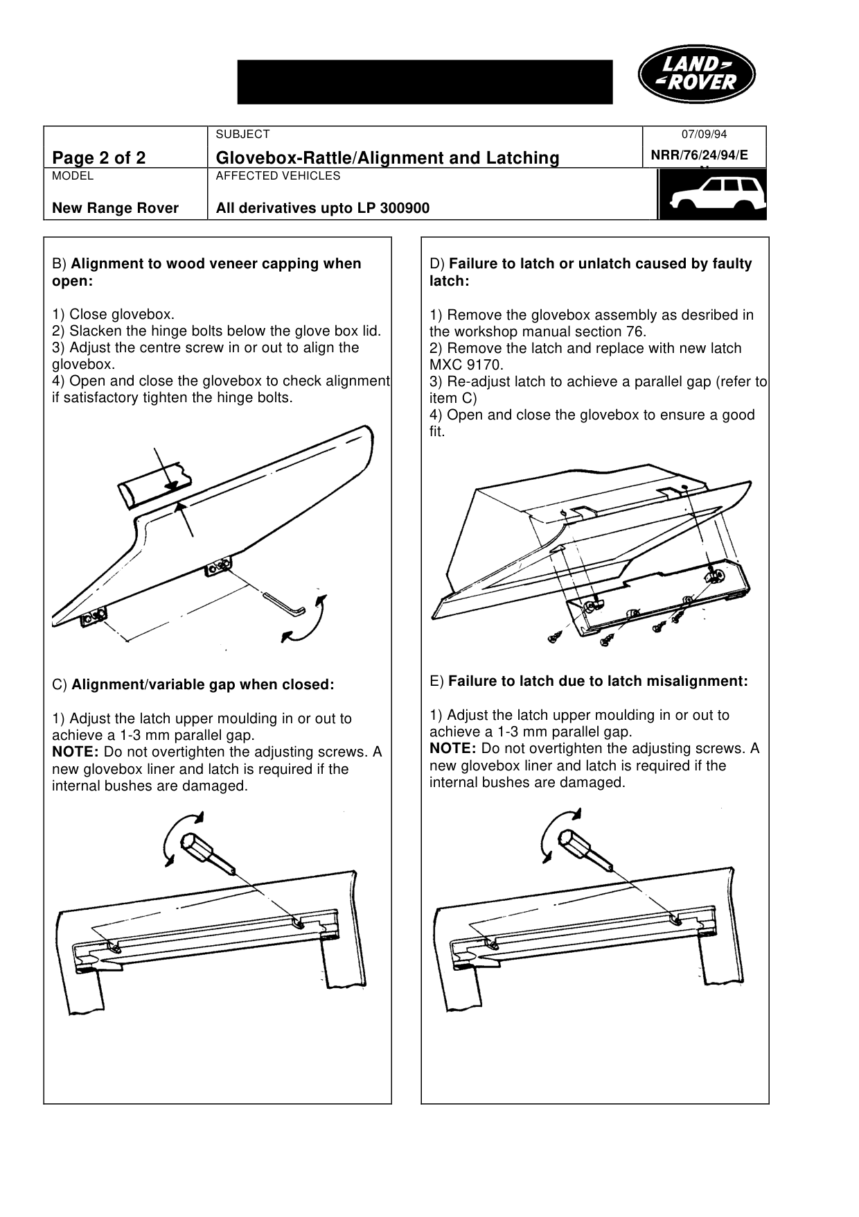 Glovebox Rattle/Alignment And Latching – bulletin page 2