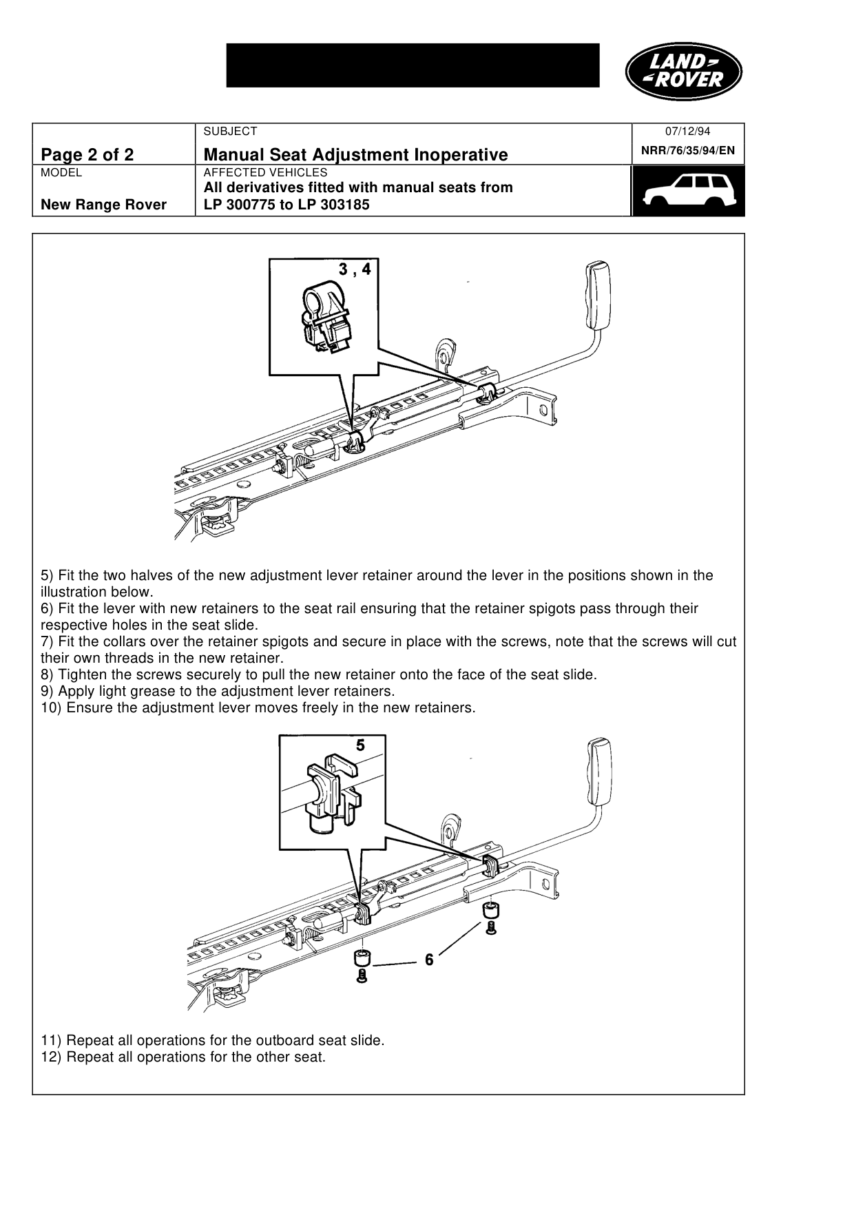 Manual Seat Adjustment Inoperative – bulletin page 2