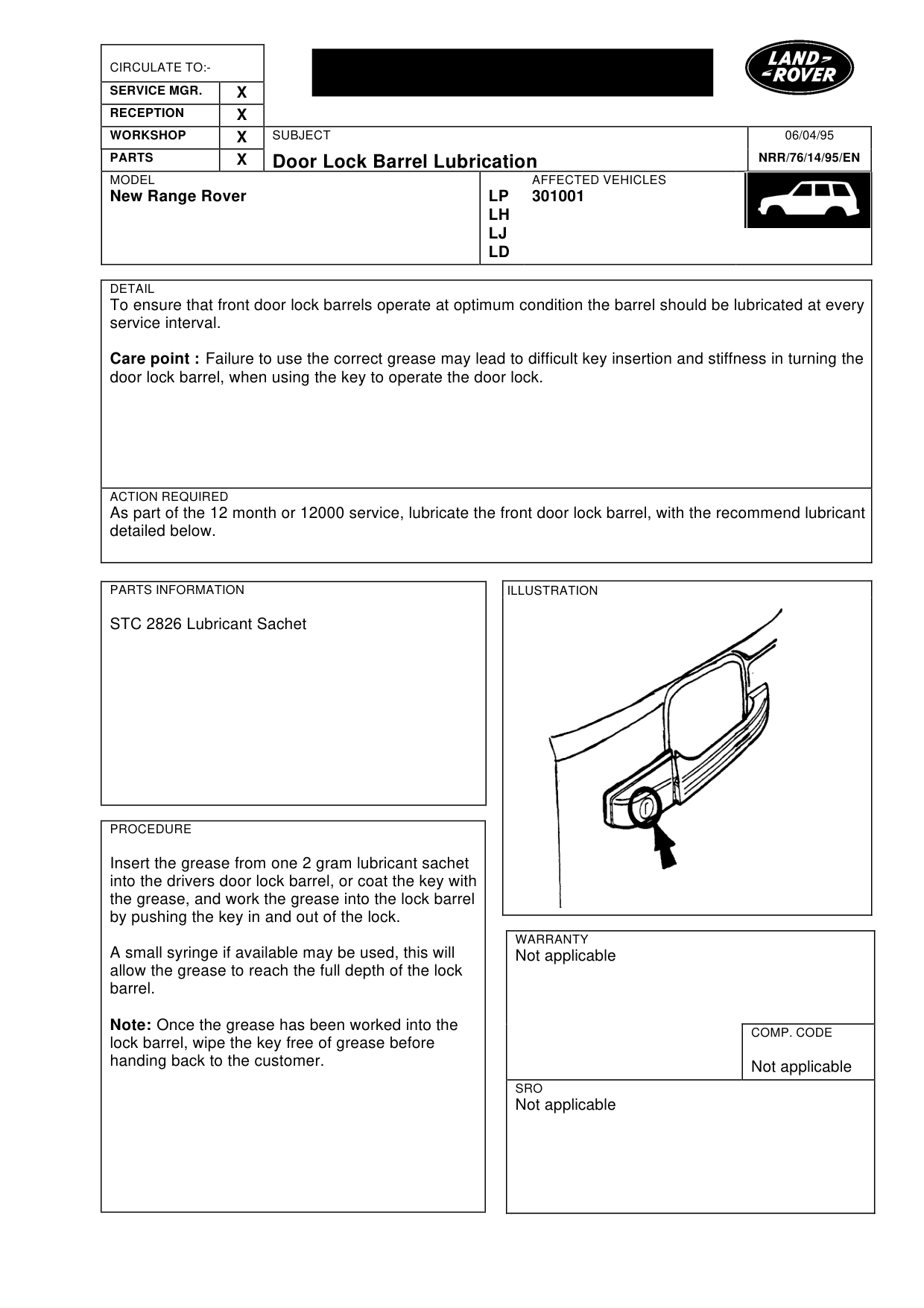 Door Lock Barrels Lubrication – bulletin page 1