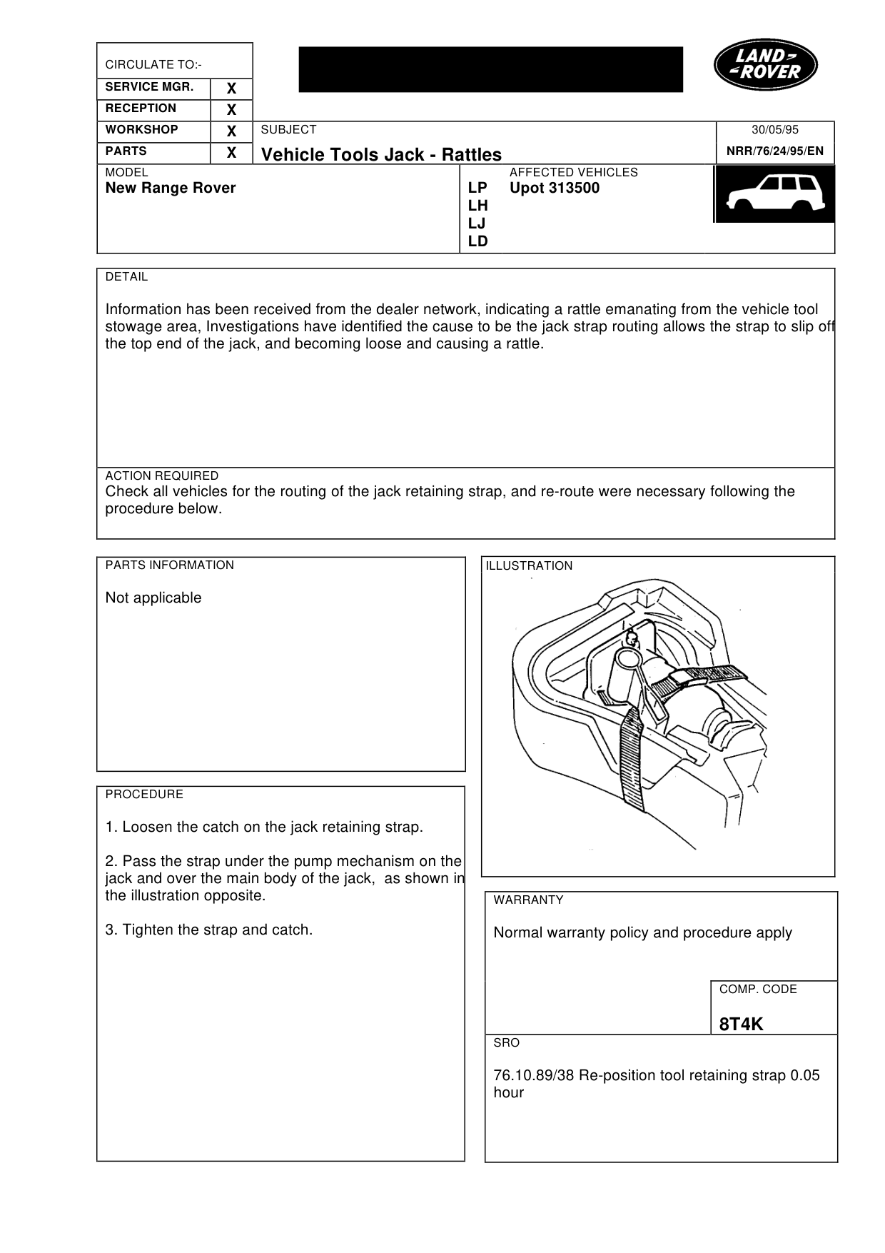 Vehicle Tools Jack-Rattle – bulletin page 1