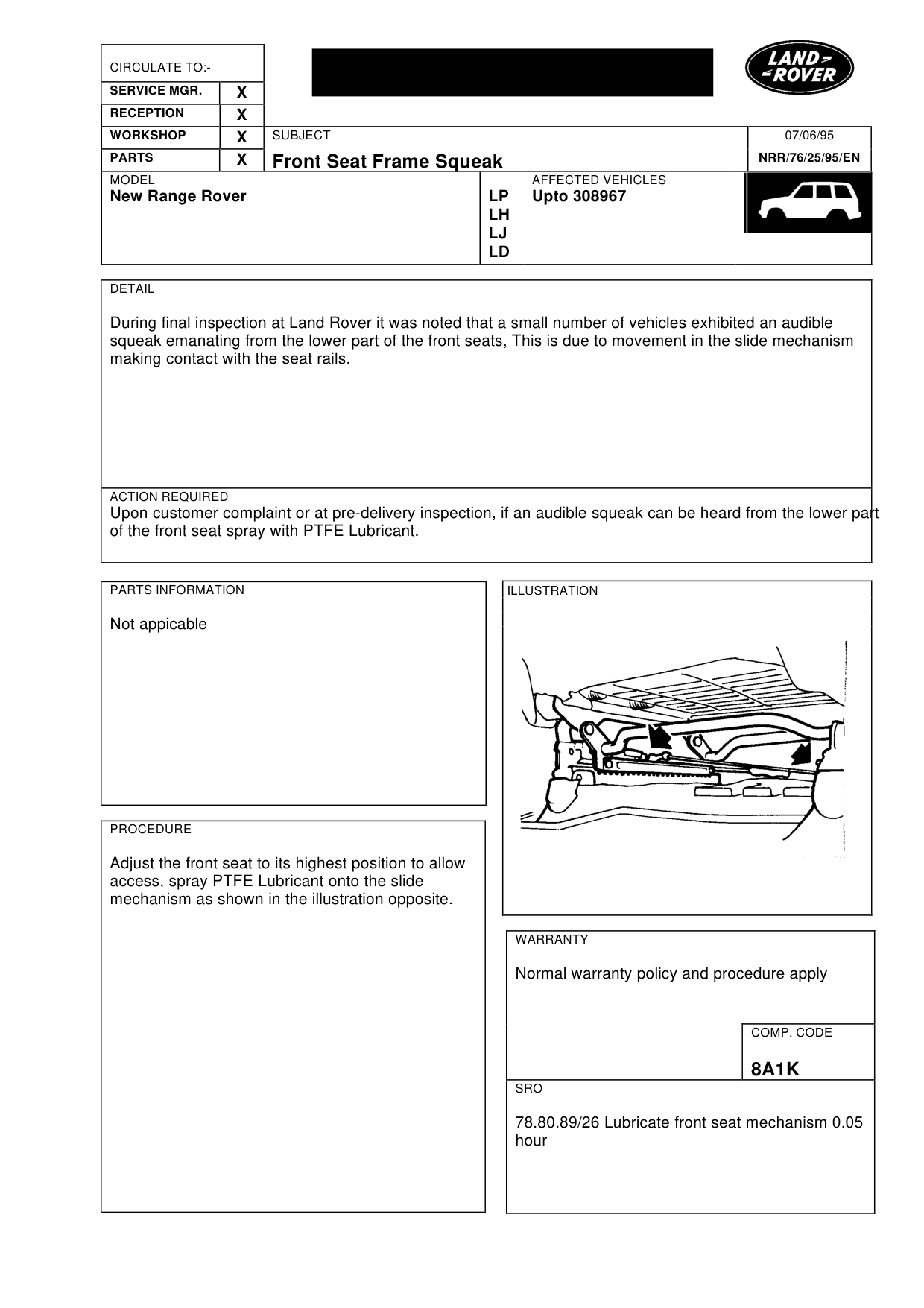Front Seat Frame Squeak – bulletin page 1