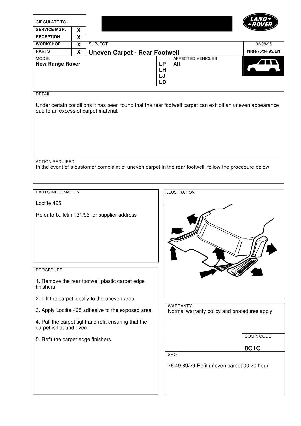 Uneven Carpet-Rear Footwell – bulletin page 1