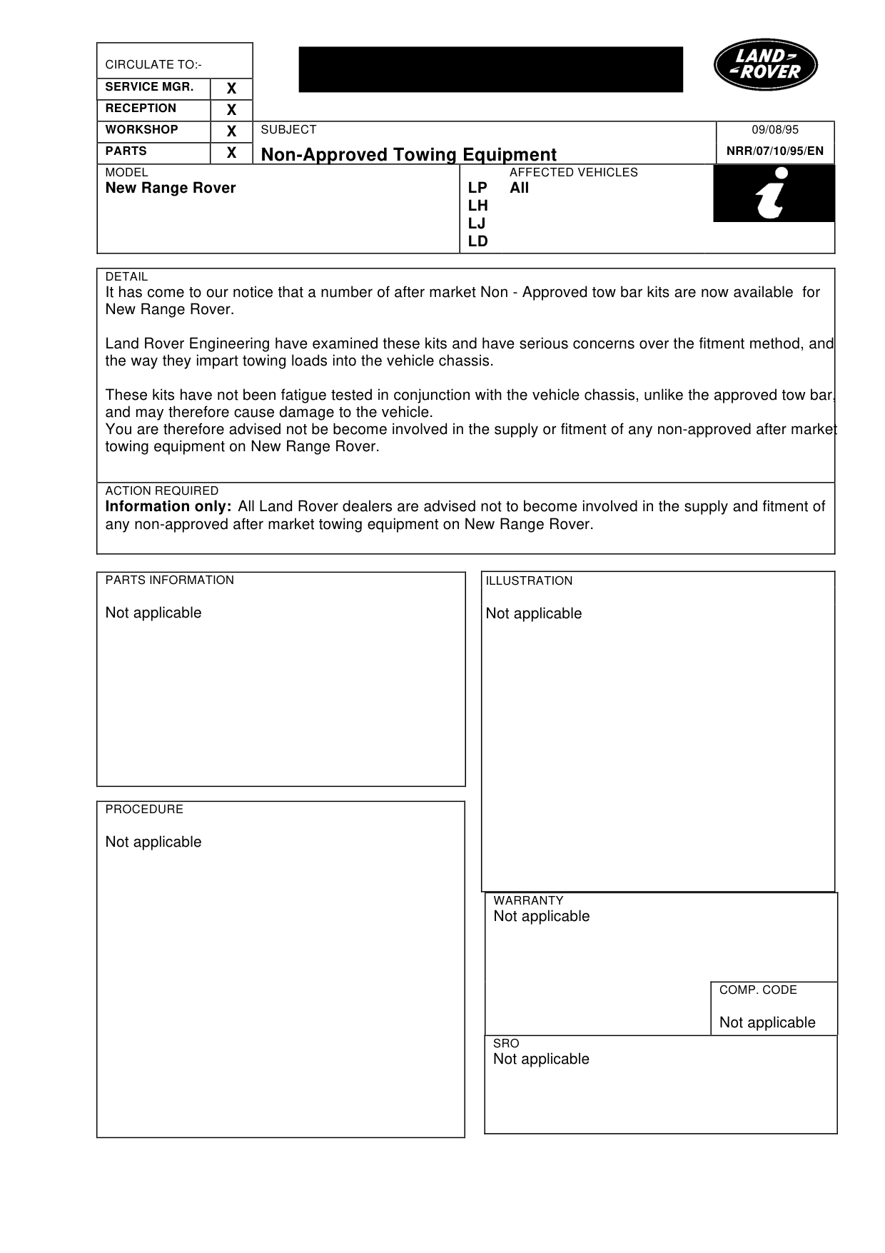 Non - Approved Towing Equipment – bulletin page 1