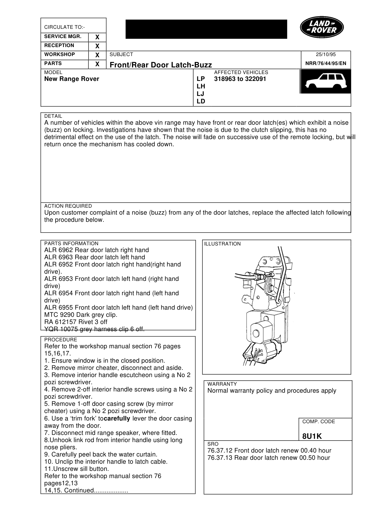 Front/Rear Door Latch-Buzz – bulletin page 1