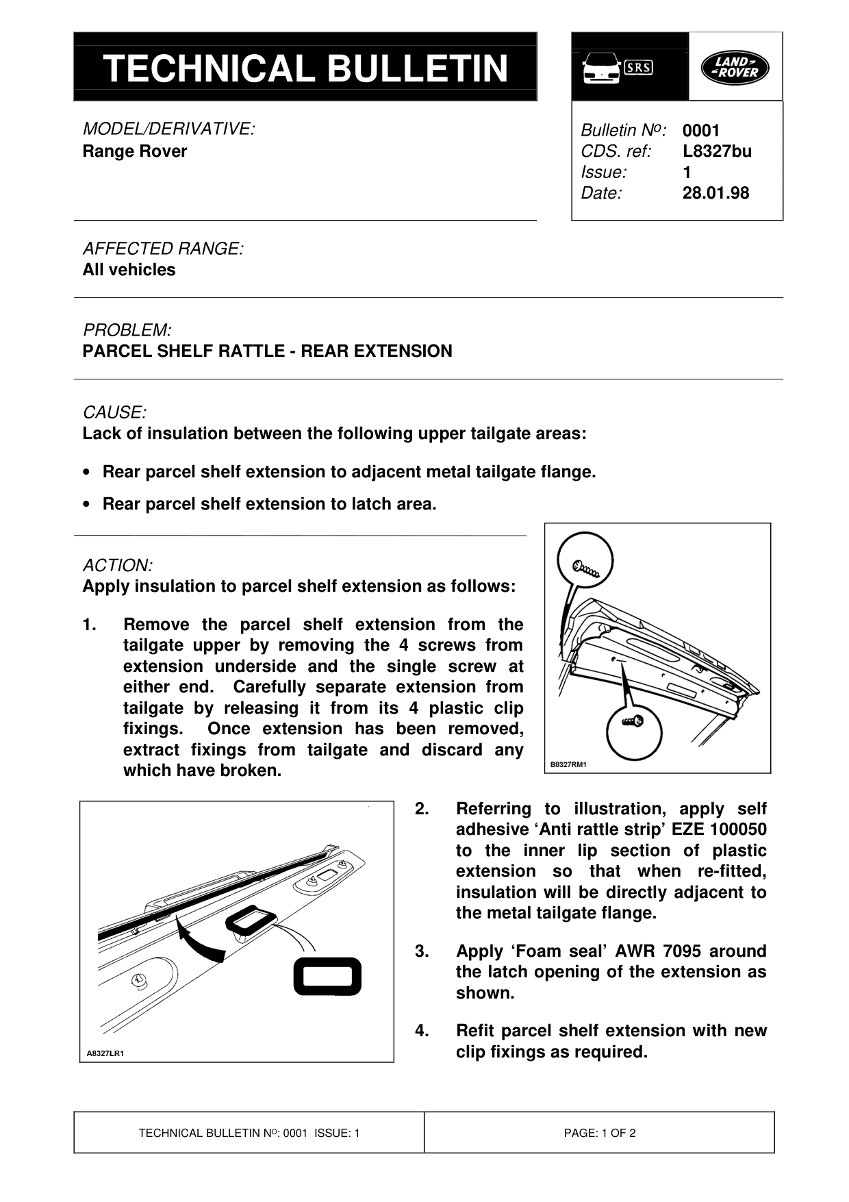 Parcel Shelf Rattle - Rear Extension – bulletin page 1