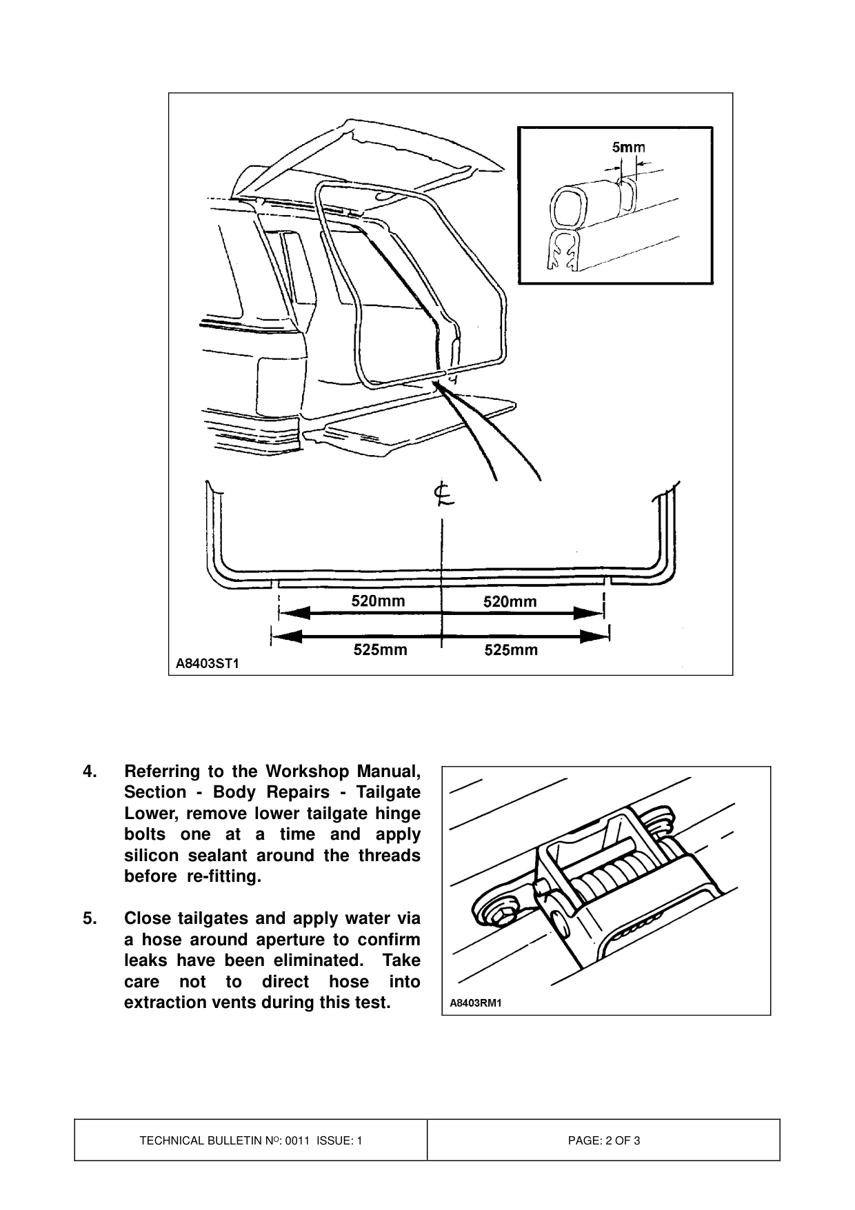 Water Ingress At Tailgate - Aperture Seal – bulletin page 2