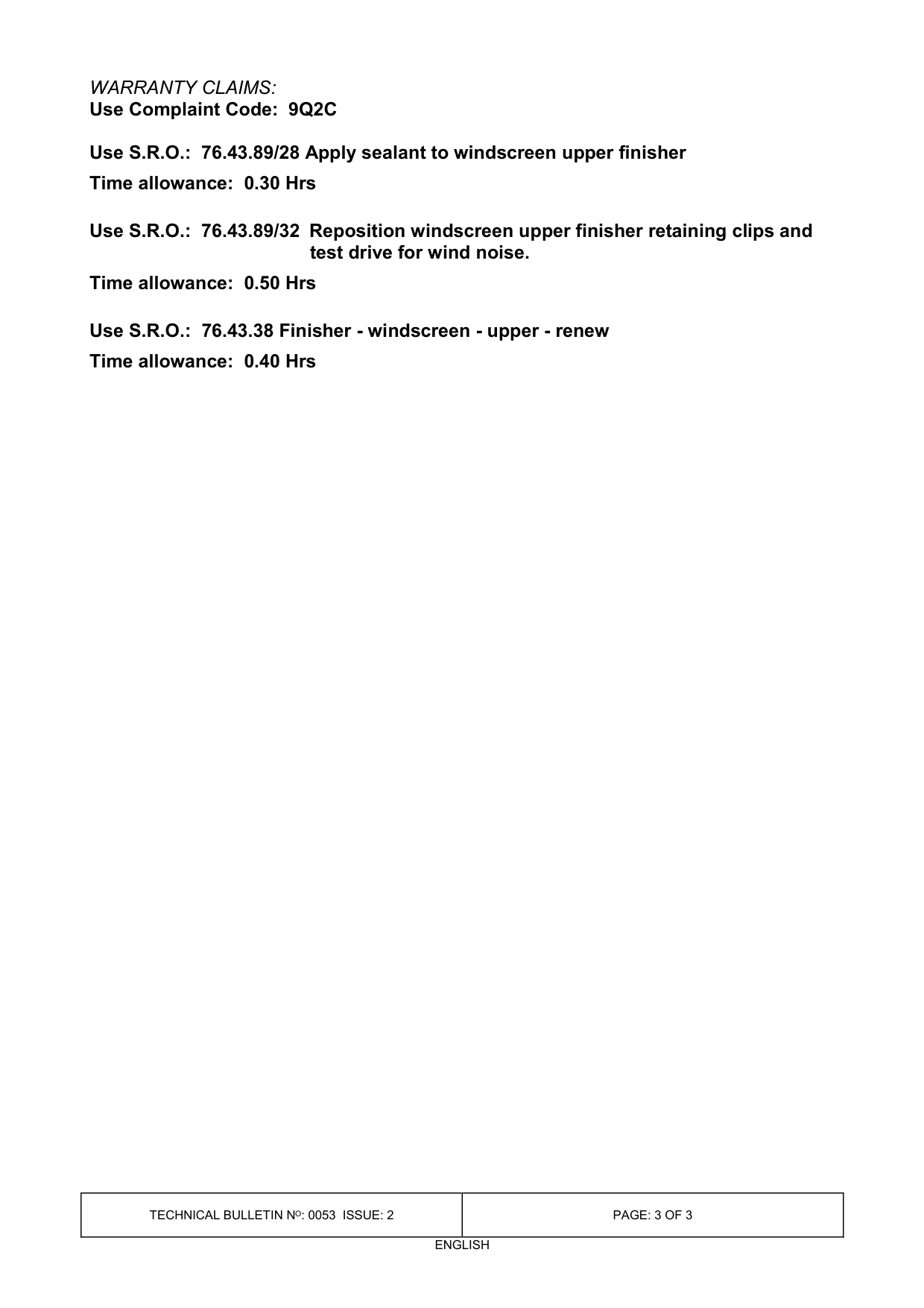 Windscreen Upper Finisher - Vibration / Wind Noise – bulletin page 3