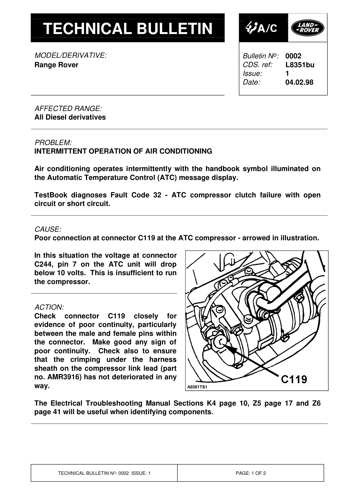 Intermittent Operation Of Air Conditioning – bulletin page 1