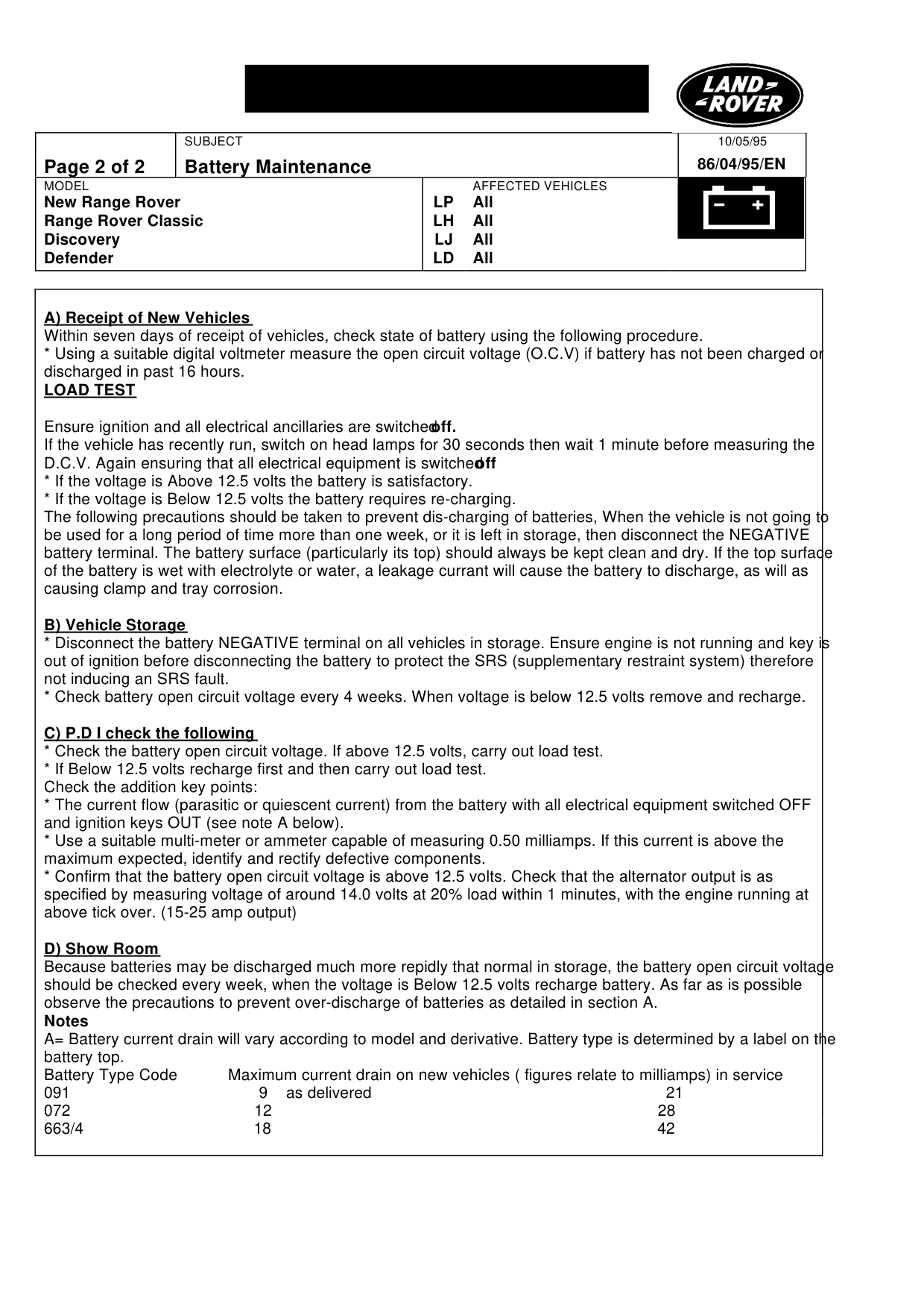 Battery Maintenance – bulletin page 2