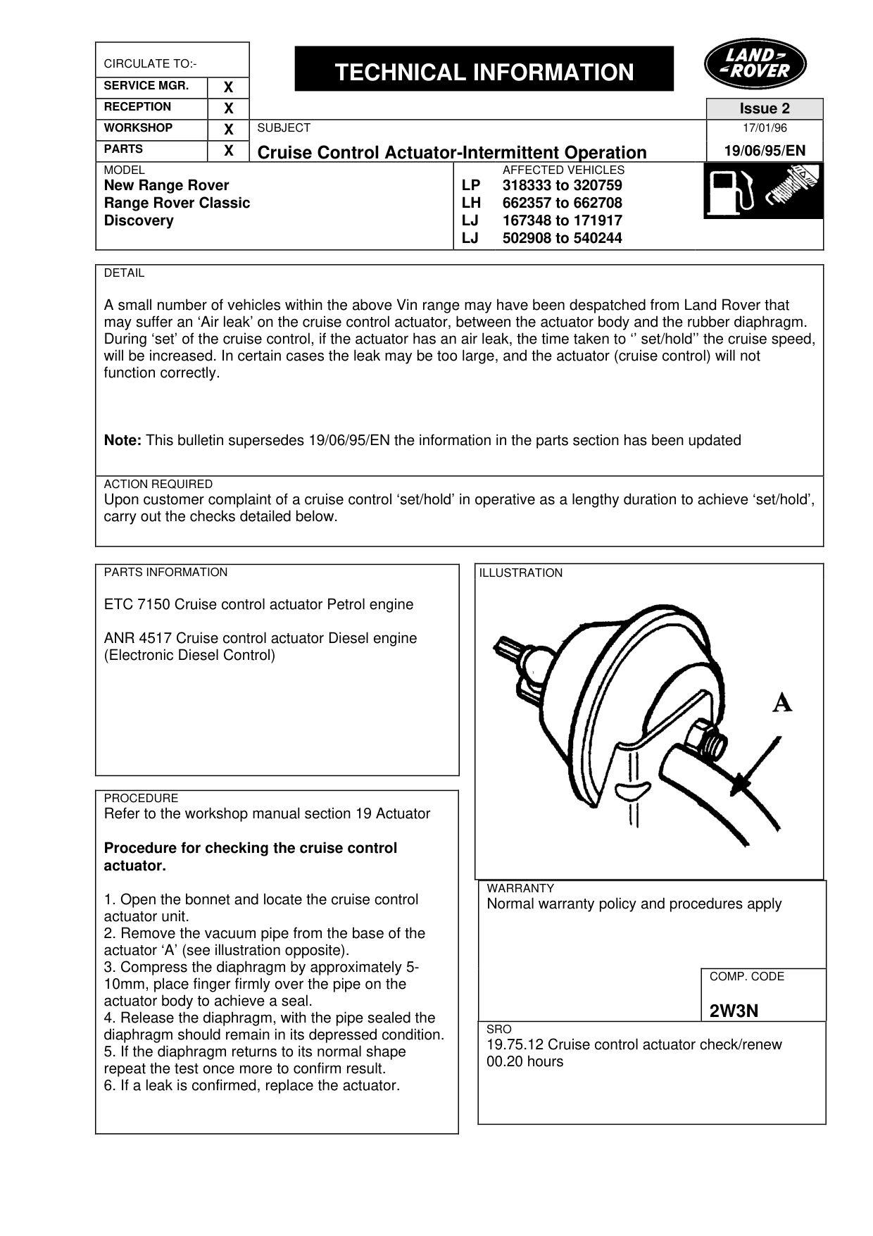 Cruise Control Actuator - Intermittent Operation – bulletin page 1