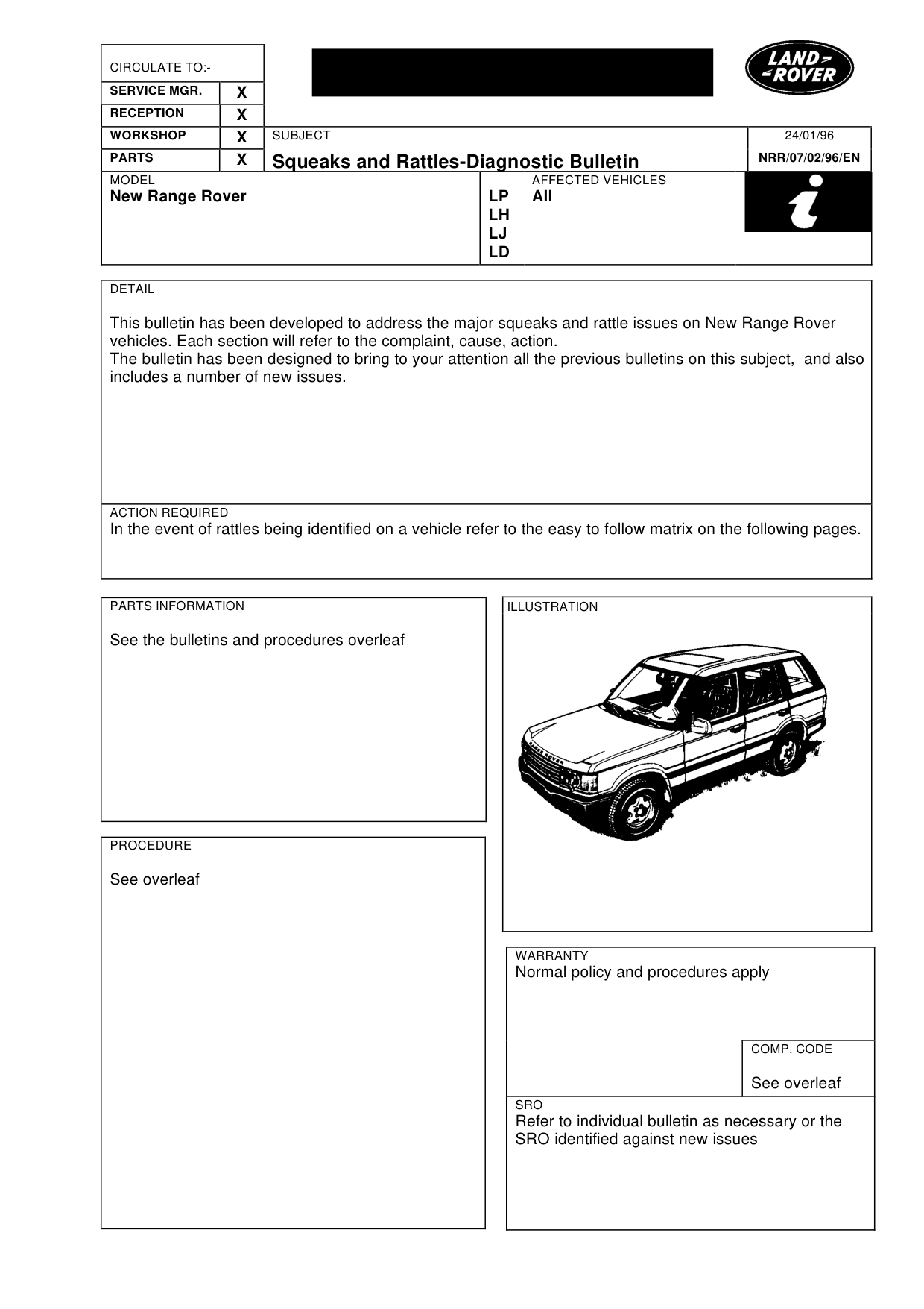 Squeaks And Rattles-Diagnostic Bulletin – bulletin page 1