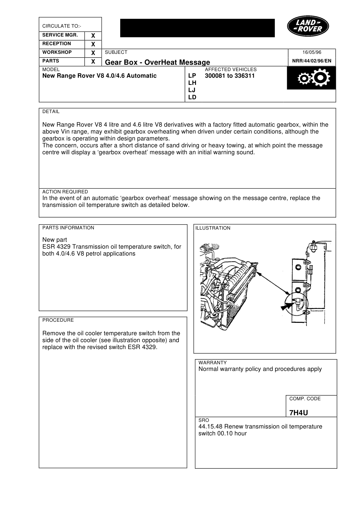Gear Box-Overheat Message – bulletin page 1