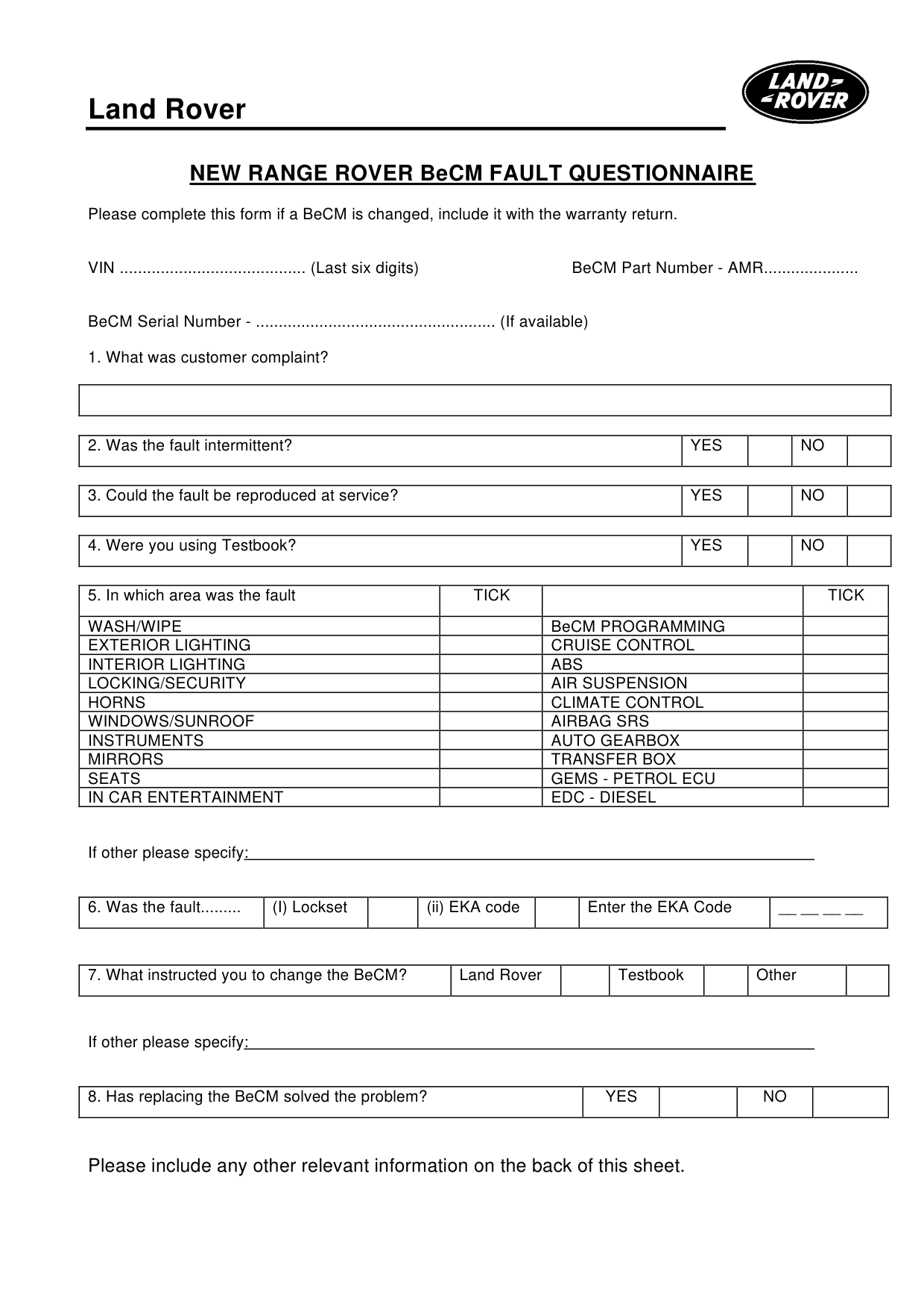 Becm Diagnostic Proforma – bulletin page 2