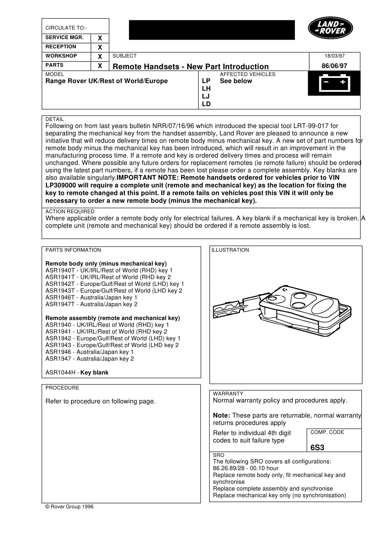 Remote Handsets - New Part Introduction – bulletin page 1