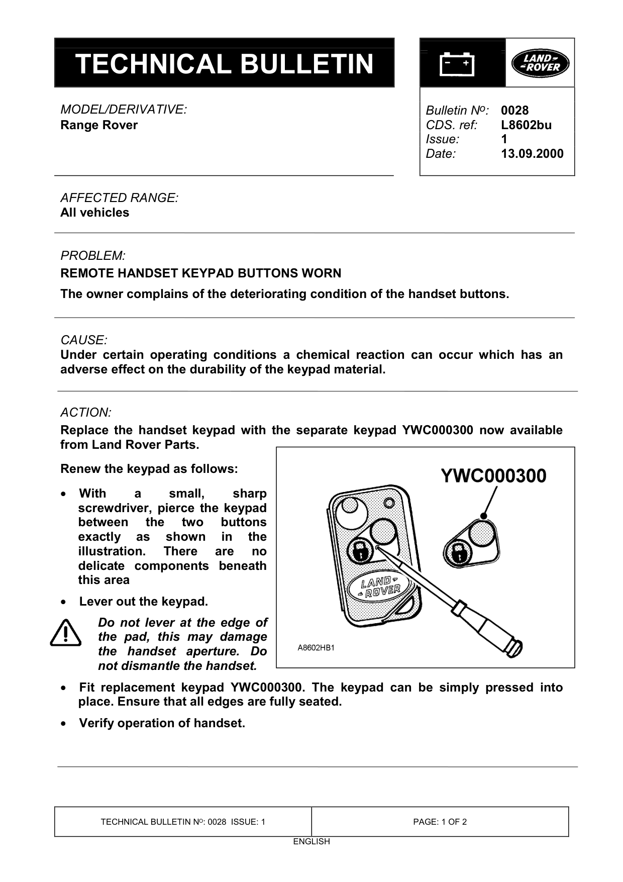 Remote Handset Keypad Buttons Worn – bulletin page 1