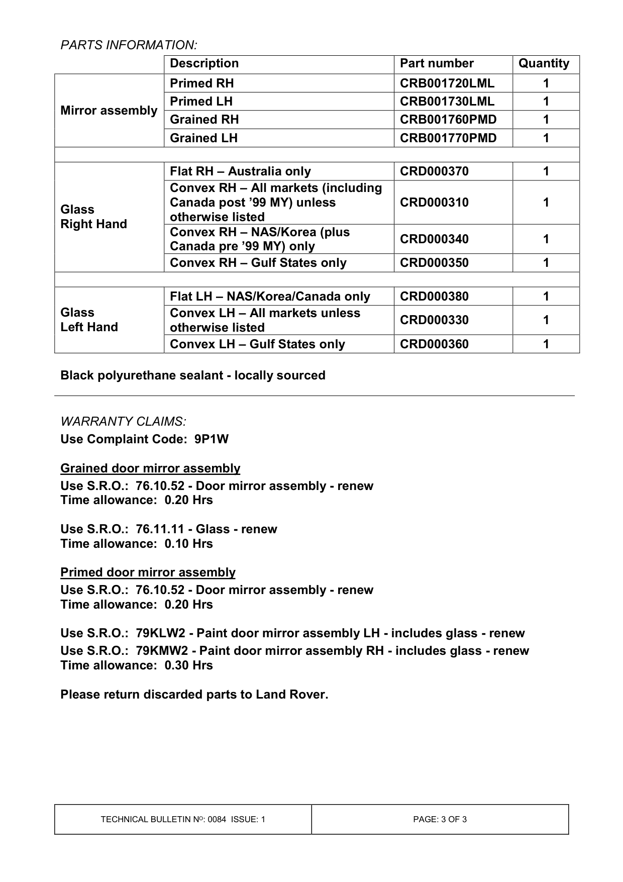 Door Mirror Vibration – bulletin page 3