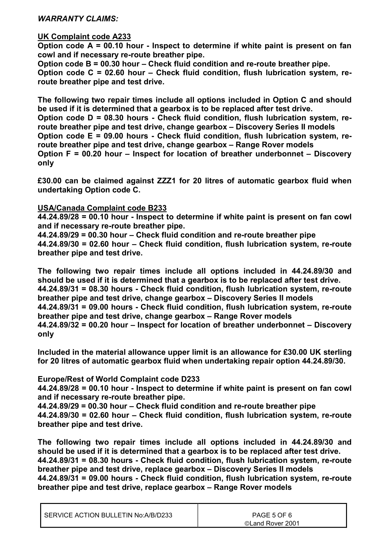 Automatic Gearbox Fluid Contaminated With Water – bulletin page 5