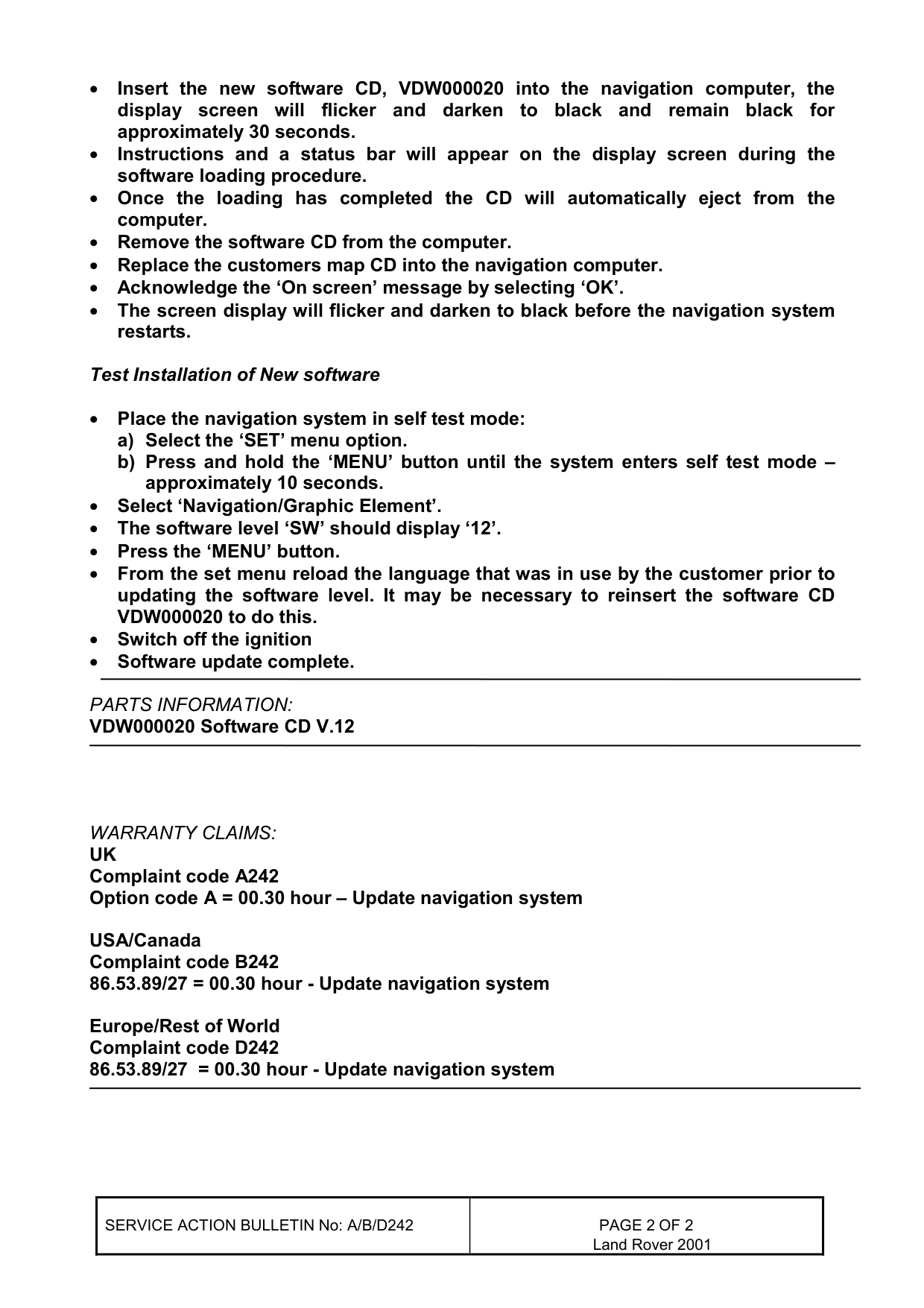 Navigation System - Positioning Error – bulletin page 2