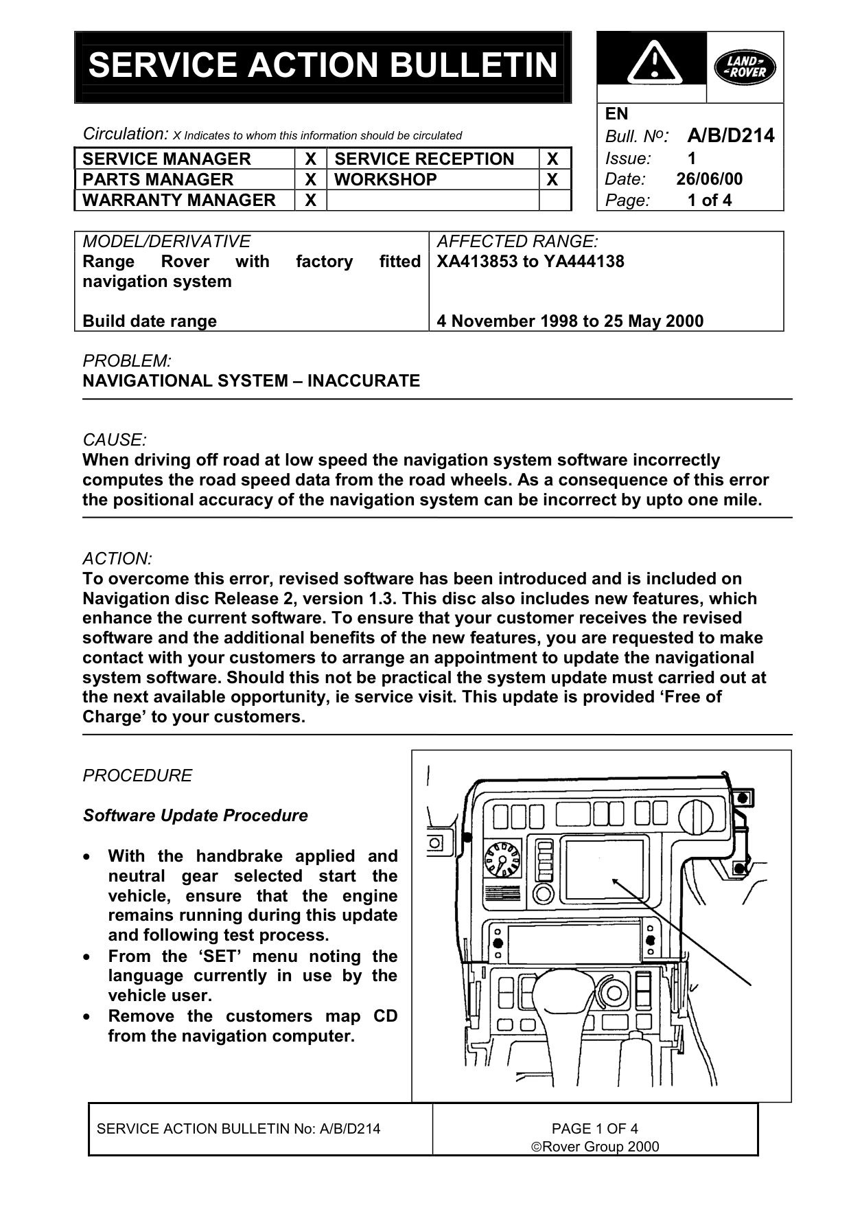 Navigational System - Inaccurate – bulletin page 1