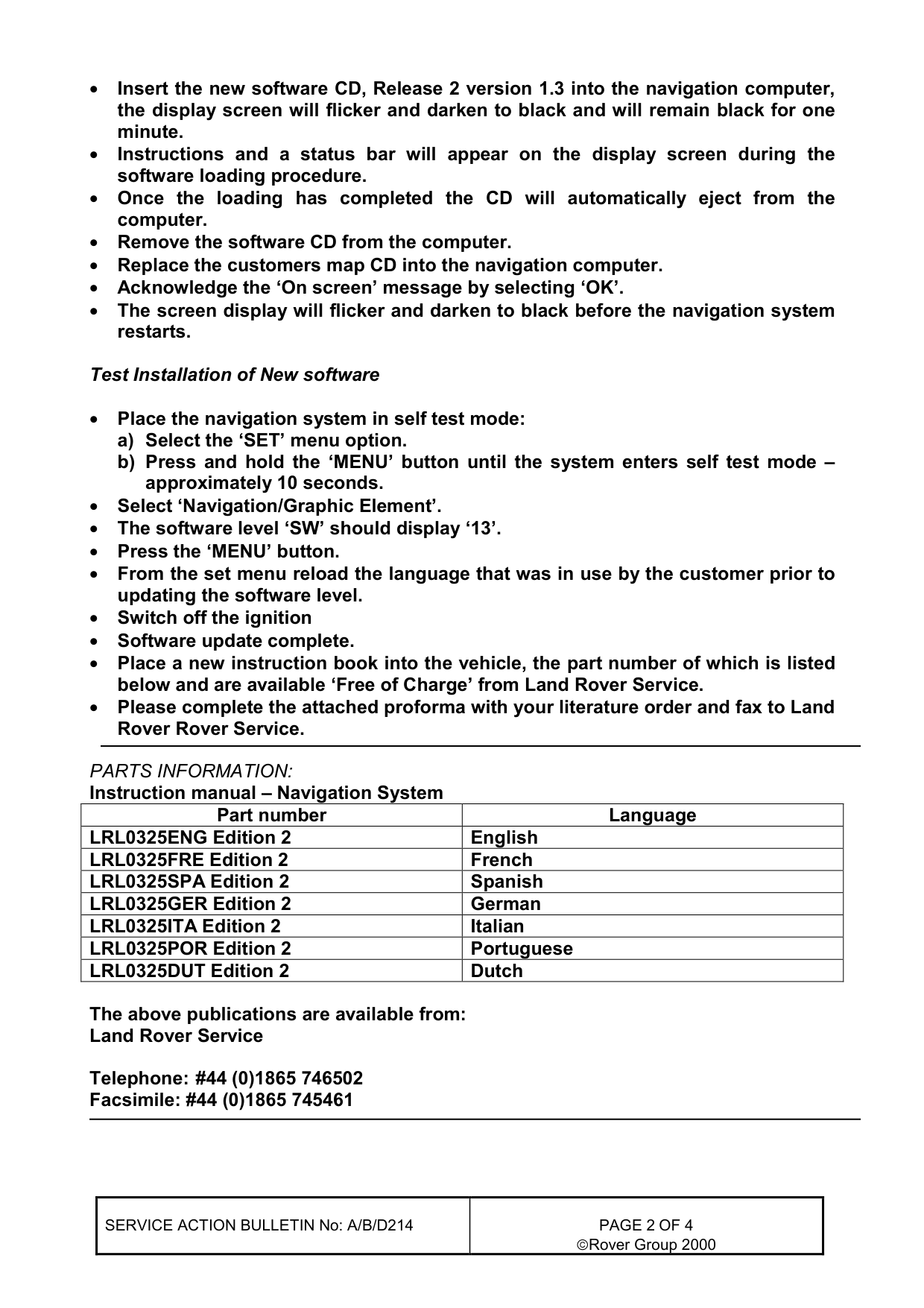 Navigational System - Inaccurate – bulletin page 2