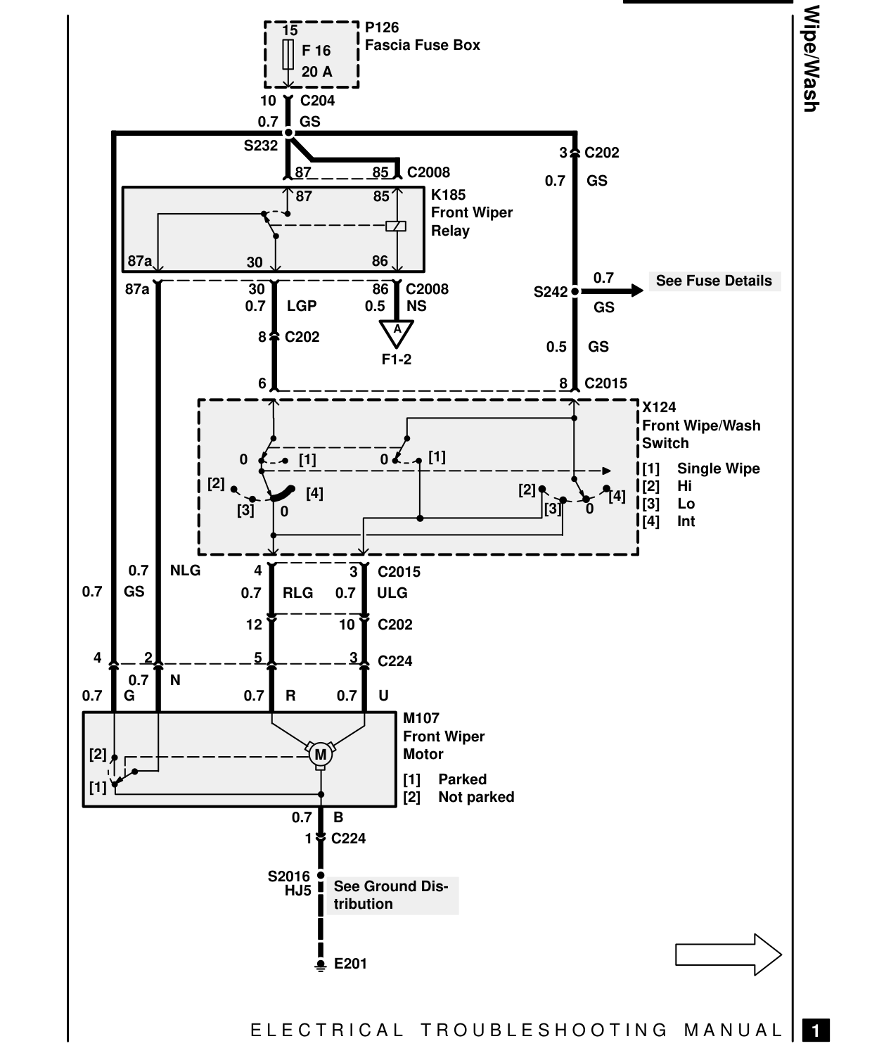 Front Wipe/Wash – Circuit Diagram