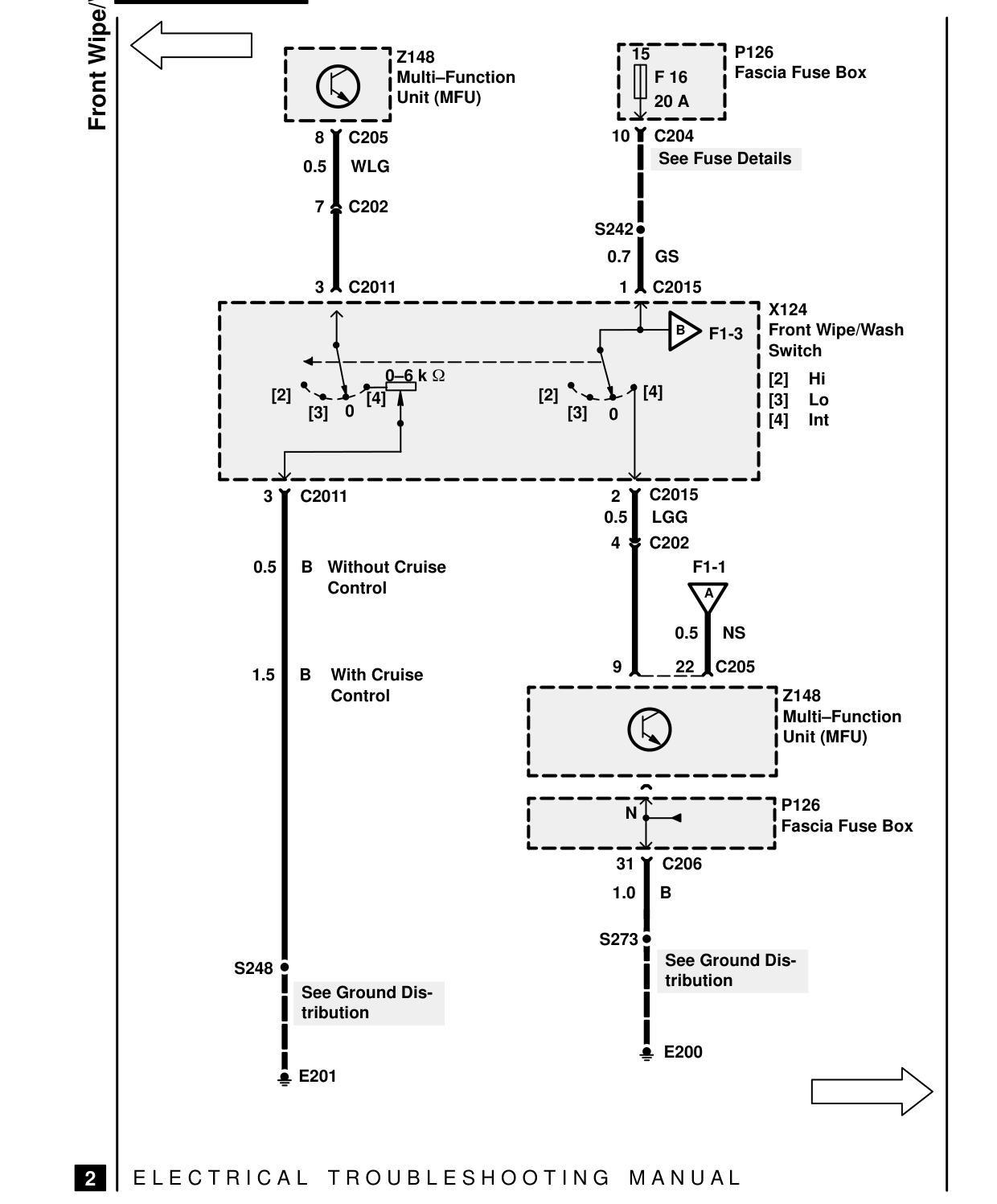 Front Wipe/Wash – Circuit Diagram