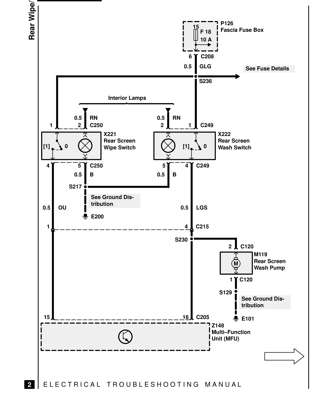 Rear Wipe/Wash – Circuit Diagram
