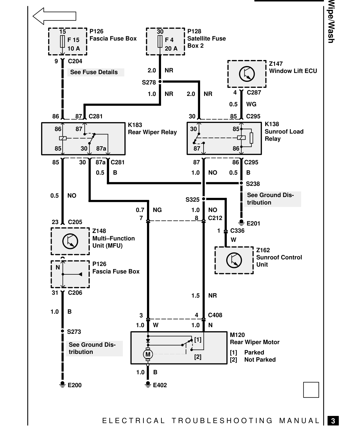 Rear Wipe/Wash – Circuit Diagram