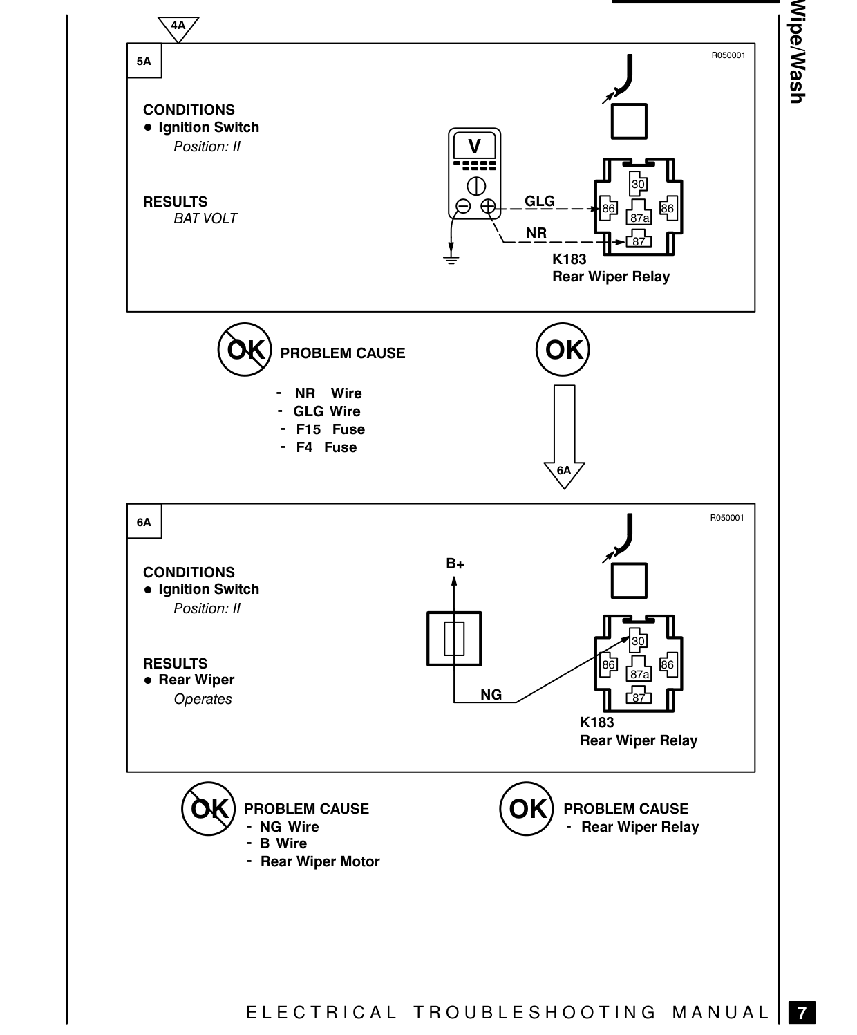 Rear Wipe/Wash – Fault Diagnosis