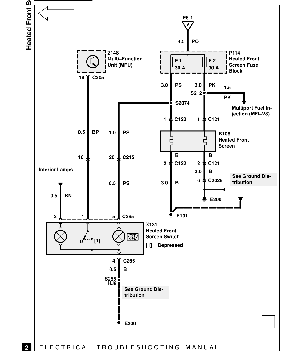 Heated Front Screen – Circuit Diagram