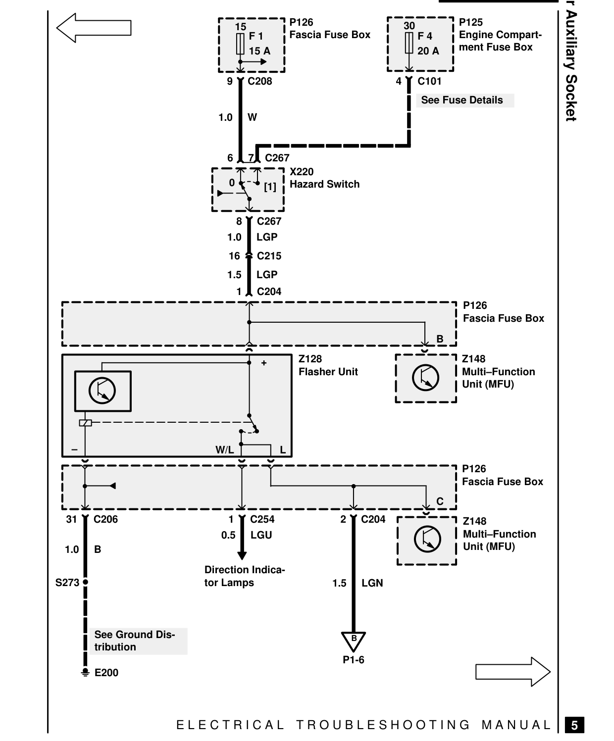 Trailer Auxiliary Socket – Circuit Diagram