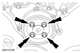 Step 42: Remove the coolant pump pulley.