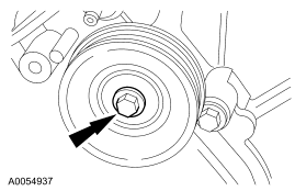Step 41: Remove the bolt and the belt idler pulley.