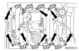 Step 31: Remove the bolts and the intake manifold.