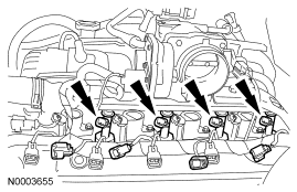 Step 12: Disconnect the 8 fuel injector electrical connectors.