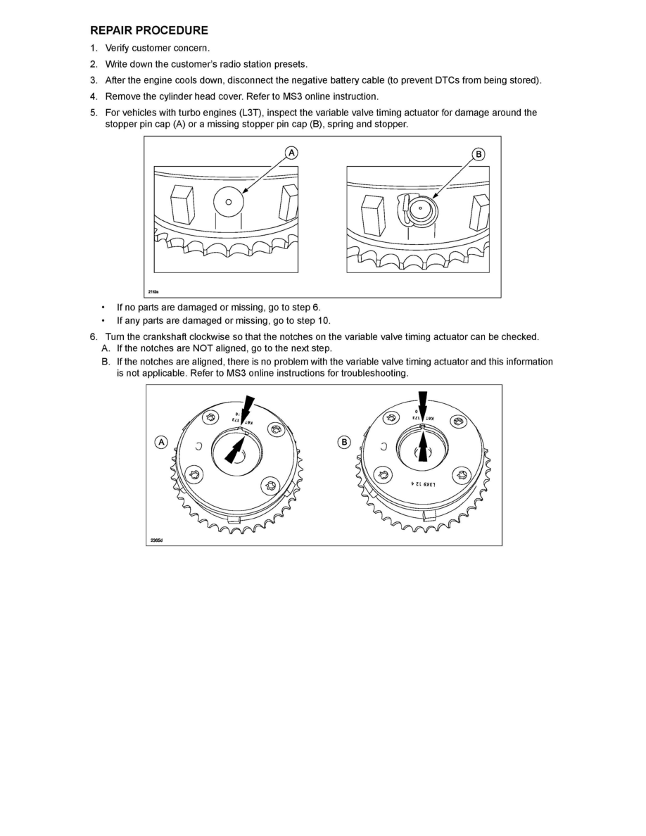 ... Lifters and Push Rods > Variable Valve Timing Actuator > Component  Information > Technical Service Bulletins > All Technical Service Bulletins:  ...