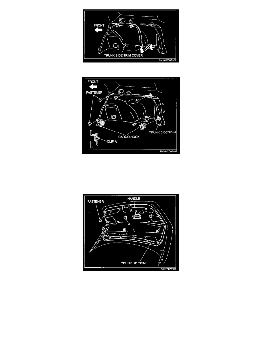 Mazda 3 Service Manual: Trunk Side Upper Trim RemovalInstallation Mazda 3 Service Manual: Trunk Side Upper Trim RemovalInstallation