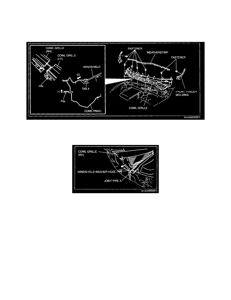 Mazda 3 Service Manual: Cowl Grille RemovalInstallation Mazda 3 Service Manual: Cowl Grille RemovalInstallation