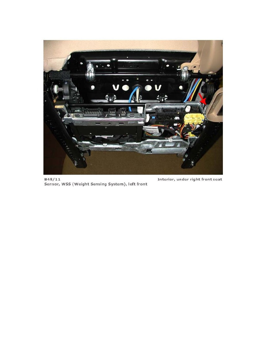 Mercedes Benz Workshop Manuals > Ml 450 (164.195) V6-3.5L (272.973) Hybrid (2010) > Restraint Systems > Sensors And Switches - Restraint Systems > Seat Occupant Sensor > Component Information > Locations > Sensor, Wss (Weight Sensing System), Front, Left