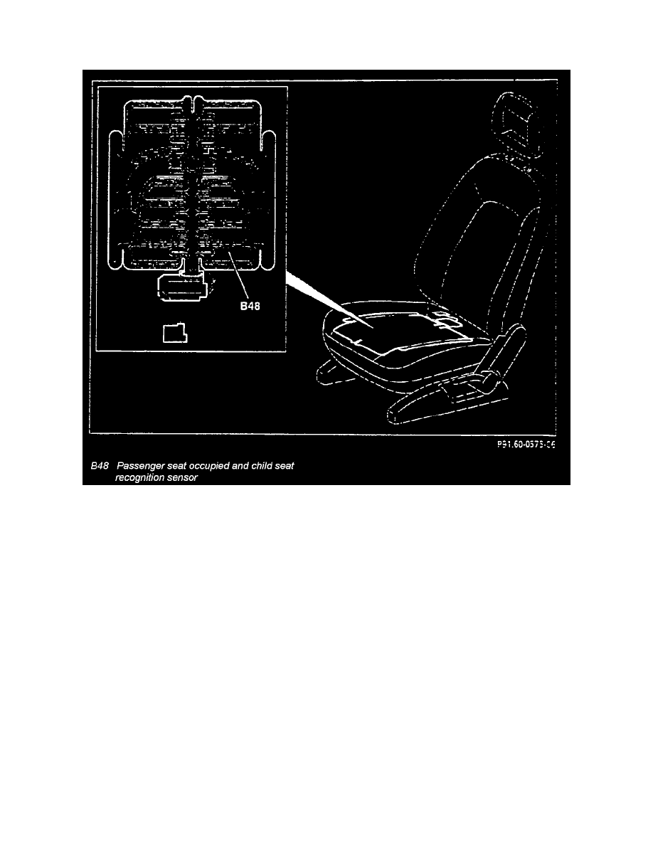 Mercedes Benz Workshop Manuals > Ml 55 Amg (163.174) V8-5.5L (113.981) (2001) > Restraint Systems > Sensors And Switches - Restraint Systems > Seat Occupant Sensor > Component Information > Locations > Occupied Seat Recognition With Child Seat Recognition