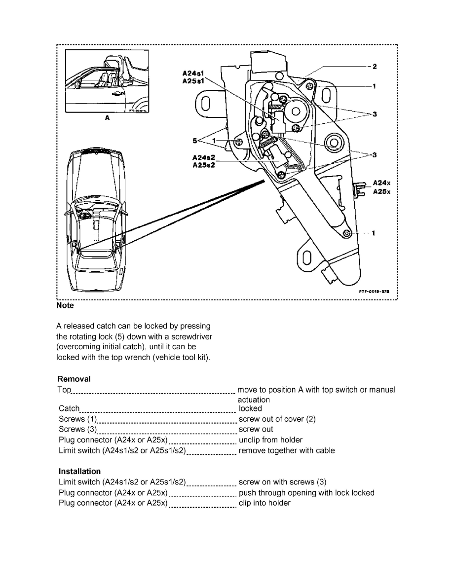 Mercedes Benz Workshop Manuals > Sl 500 (129.068) V8-5.0L (113.961) (2000) > Sensors And Switches > Sensors And Switches - Body And Frame > Soft Top Storage Compartment Limit Switch <--> [Convertible Top