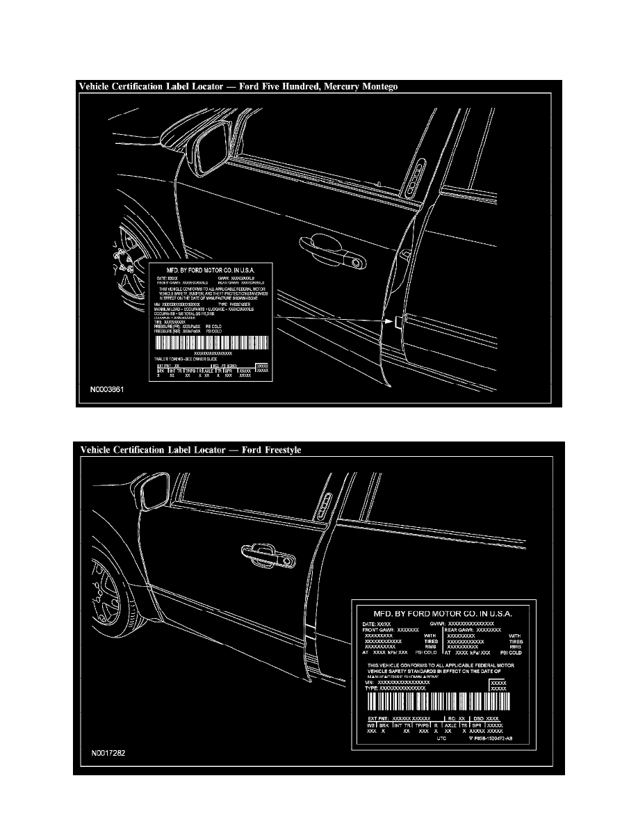 Mercury Service and Repair Manuals > Montego AWD V63.0L VIN 1 (2005) > Body and Frame