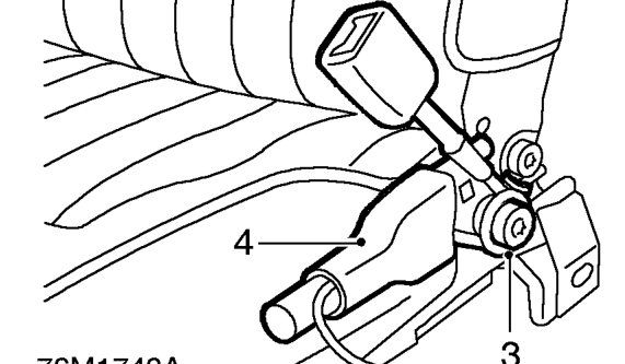 Seat belt pre-tensioner – Remove seat. See BODY, Interior trim components.