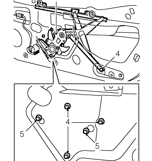 Door glass regulator – Disconnect multiplug from motor.
