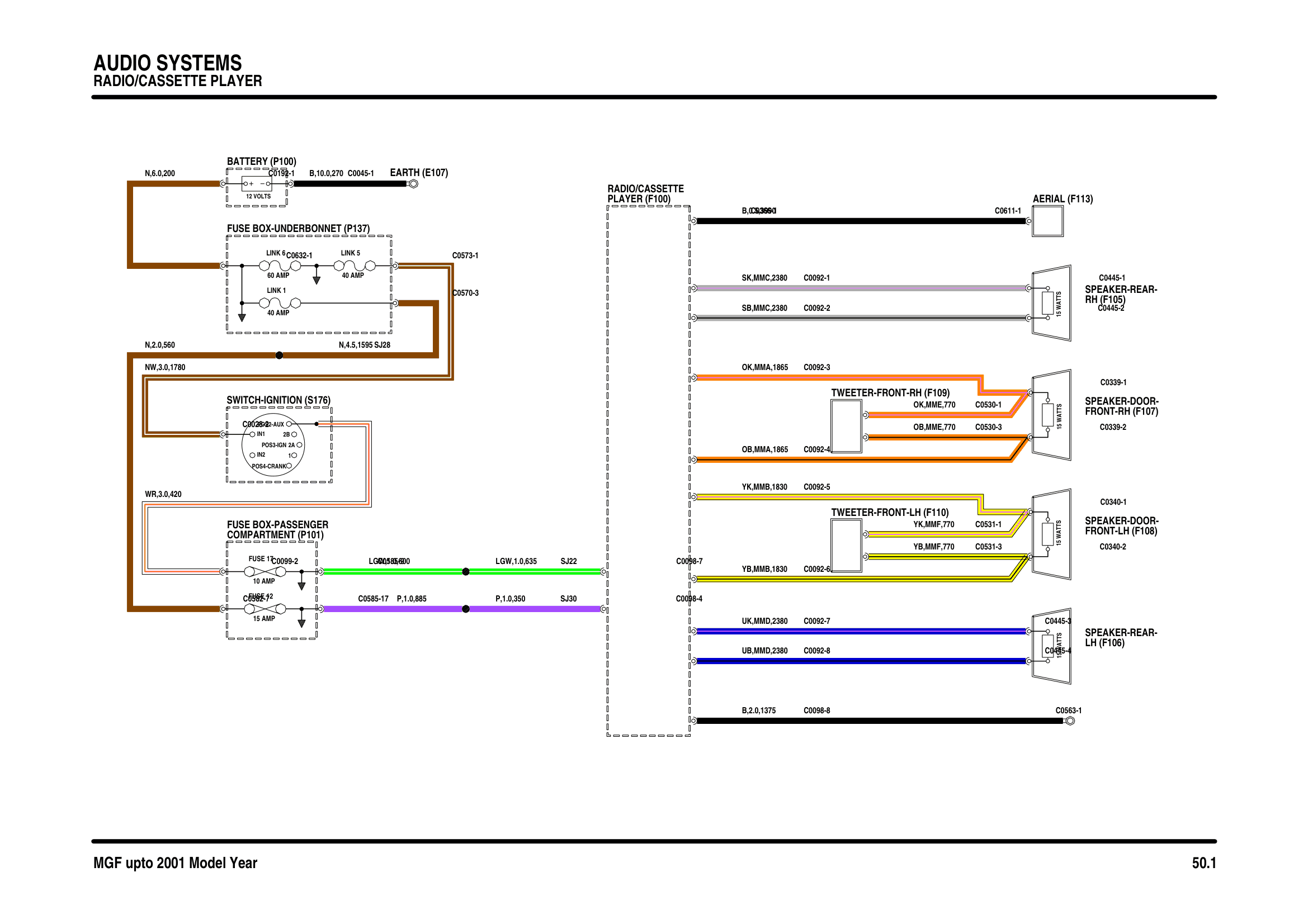 Audio Systems Radio/Cassette Player circuit diagram