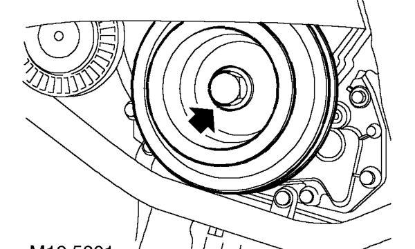 Crankshaft pulley - sequential auto (em-cvt) – Lock crankshaft using tool 18G 1571.