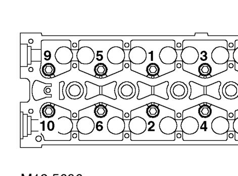 Carefully enter cylinder head bolts, DO NOT DROP. Screw bolts into place by hand.