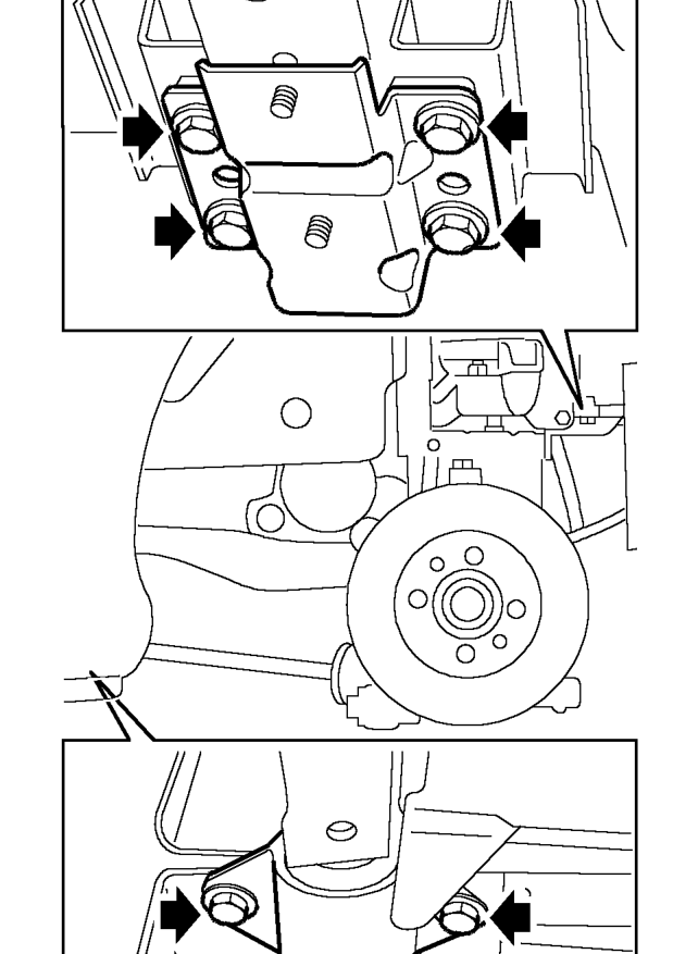 Models with A/C: Loosen A/C pipe unions under vehicle and release pipes.