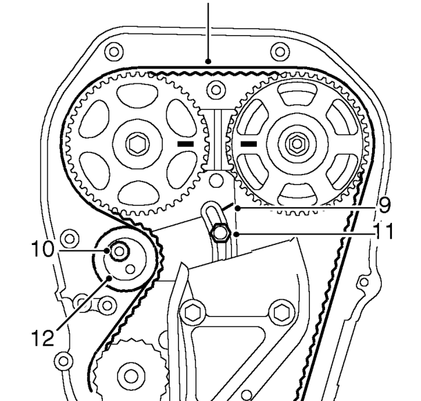Remove camshaft timing belt lower front cover. See this section.