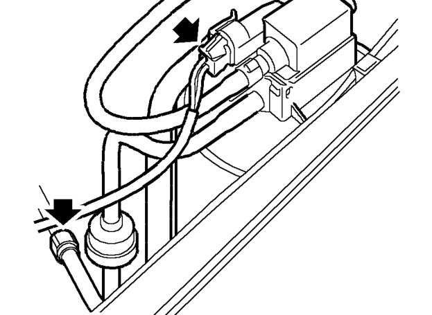 Evaporative emission cannister – Release clip and disconnect hose from inlet manifold.